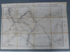Two Victorian linen backed with contemporary outline colouring military interest maps relating to