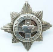 British Army 4th/7th Dragoon Guards officer's hallmarked silver (1949) cap badge, JRC & S makers