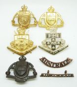 Five Australian University of Adelaide Regiment and New South Wales Regiment metal hat badges