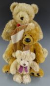 Three Teddy bears, largest 90cm tall.