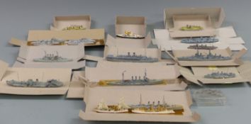 Twenty-five diecast model waterline ships including Nordzee Modellan and Nevis-Neptun examples,