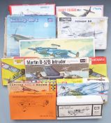 Twelve 1:72 and similar scale metal and plastic model aeroplane kits including LDM Miles M.2L Hawk