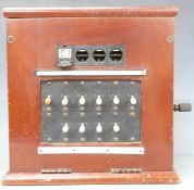 Vintage telephone exchange box with line indicators and switches, width 29cm