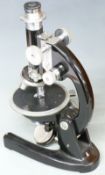 J.Swift & Son London microscope with three lens carousel, height 33cm, in wooden carry case
