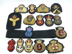 Sixteen Royal Navy and Merchant Navy rank and qualification/trade bullion and cloth badges
