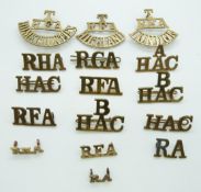 Sixteen British Army Artillery metal shoulder titles for the Honorable Artillery Company, Royal