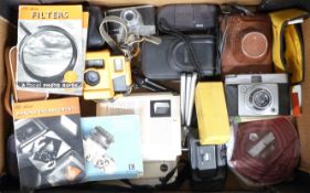 Vintage cameras to include Kodak Box Brownies, Zeiss Ikon Baby Box, Coronet Victor, Canon AS-6,