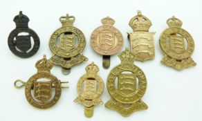 Eight British Army Essex Yeomanry / Imperial Yeomanry metal cap badges