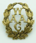 British Army Women's Army Auxiliary Corps metal cap badge, number G10811 to reverse