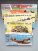 Four Airfix plastic model kits comprising 1:144 scale Braniff International Boeing 747 and Boeing
