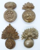 Four British Army Fusiliers economy plastic cap badges