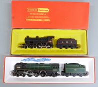 Two Hornby 00 gauge locomotives BR 4-6-2 Britannia R.259NS and Class 2P LMS 4-4-0 R.450, both in