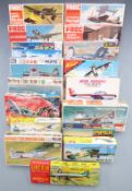 Seventeen 1:72 scale and similar plastic model aeroplane kits including Frog, Douglas DC-3, Avia