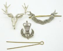 British Army Queen's Own Highlanders officer's metal badge set