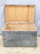Large metal bound military campaign chest with name to front Colonel Crawley Royal Engineers, W100 x