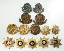 Fourteen British Army East Lancashire Regiment and East Yorkshire Regiment metal collar badges in