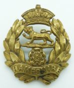 British Hampshire Regiment Puggaree metal badge