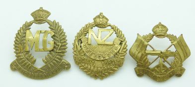 Three New Zealand Army WWI Specialists Reinforcements metal had badges