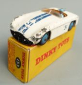 Dinky Toys diecast model Cunningham C-5R Road Racer with white body, blue racing stripes and
