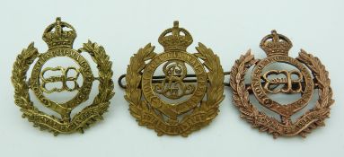 Three British Army Royal Engineers and E VIII R metal badges