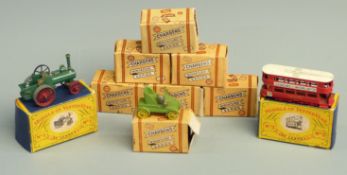Nine diecast model vehicles comprising seven Charbens Miniature Series and two Matchbox Lesney 1-
