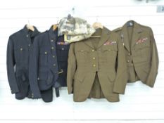 Two British Army WWII Argyll & Sutherland Highlanders sporrans and tunics for Lt Colonel E Remington