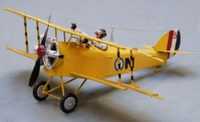 Heco tinplate yellow bi-plane model.