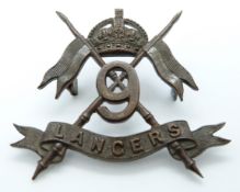 British Army 9th Lancers officer's bronze cap badge