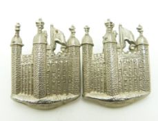 British Army Tower Hamlets Rifles pair of metal collar badges