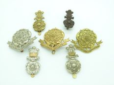 Seven British Army Lancashire Hussars / Imperial Yeomanry metal cap badges