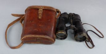 A pair of Ross military Bino Prism No 5 Mk V x 7 binoculars, in impressed leather case