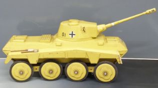 A scratch built model of a German tank or armoured vehicle, 101cm long