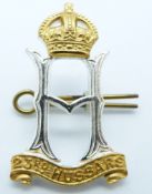 British Army 23rd Hussars officer's gilt cap badge