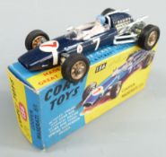 Corgi Toys diecast model Cooper-Maserati F/1 with blue body, spoked hubs and racing number '7', 156,