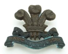British Army Denbighshire Yeomanry Hussars officer's bronze cap badge