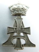 British Army 19th Hussars (Queen Alexandra's Own) officer's hallmarked silver (1919) badge, makers F