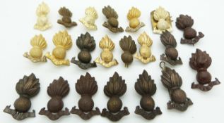 Twenty one British Army Royal Artillery/Royal Engineers metal and anodised collar badges including