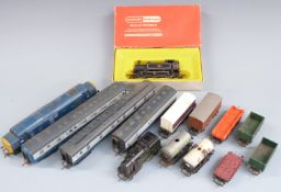 Fourteen Hornby and Tri-ang 00 gauge model railway locomotives, coaches, wagons, vans and tankers,