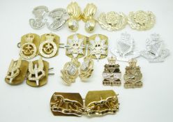 Twenty British Army anodised collar badges including the North Irish Horse, Sherwood Rangers,