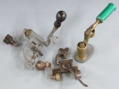 Three shotgun cartridge reloading tools comprising two 12 bore rollover tools, one stamped with H