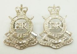 British Army Dorset Yeomanry officer's metal collar badges