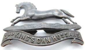 British Army 3rd King's Own Hussars officer's bronze cap badge