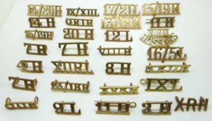 British Army a small collection of cavalry regiments metal shoulder titles for Hussars and Lancers