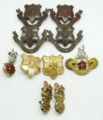 Ten British Army Loyal Regiment (North Lancashire) collar badges in four pairs plus two including