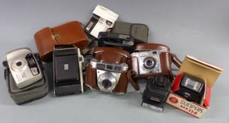 Quantity of cameras and accessories including Zeiss Ikon and Kodak Retinette IB