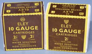 Fifty Eley 10 bore water resisting smokeless non-corrosive shotgun cartridges, in original boxes,