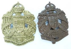 Two British Army King Edward's Horse metal cap badges