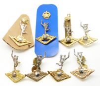 Eight Australian Army Signals Corps hat and collar metal badges including officer's example