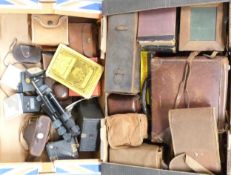 Collection of cameras to include Brownie six-20, Zenit E, mahogany film holders and late 19th or