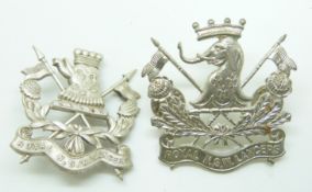 Two Australian Army Royal New South Wales metal hat badges